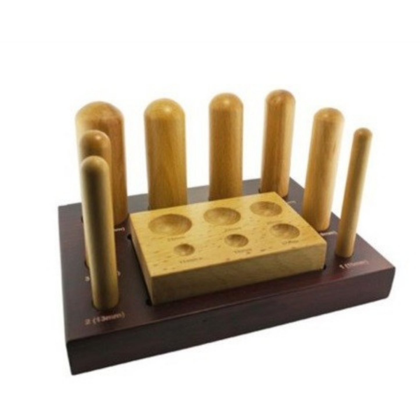 Punzensatz mit Treibklotz aus Holz, 9 teilig